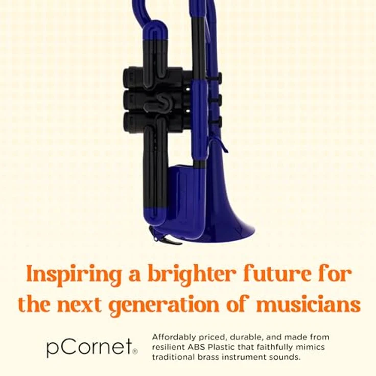 pBone music pCornet Blue, Bb-Kornett aus ABS-Kunststoff, leicht und robust mit abnehmbaren Ventilzügen, blau – Bild 3