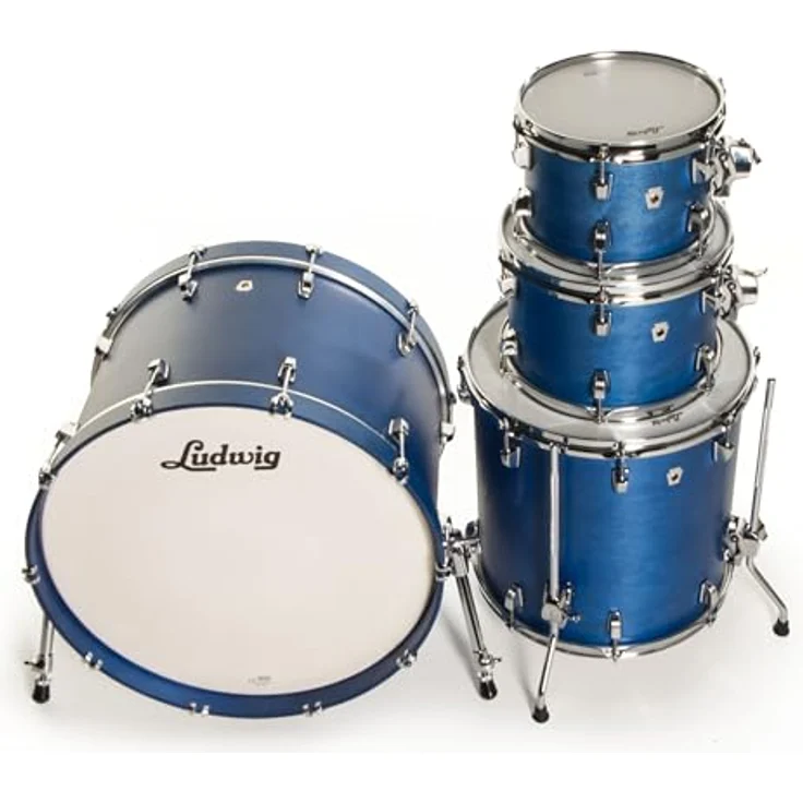 Ludwig NeuSonic Mod2 4pc Set, Schlagzeugset mit 7-lagigem Ahorn/Kirsche Hybridkessel, Satin Royal Blue – Bild 2