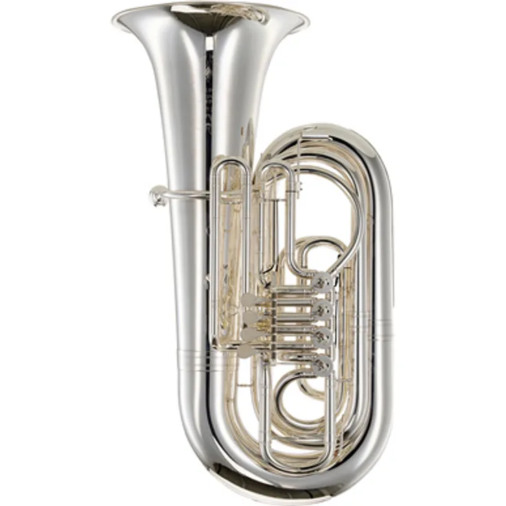 Melton 97/2 Bb-Tuba, Messing versilbert mit 4 Drehventilen, inkl. Gigbag und ICON 24 AW Mundstück, 4/4 Größe, Schallbecher Ø 420mm