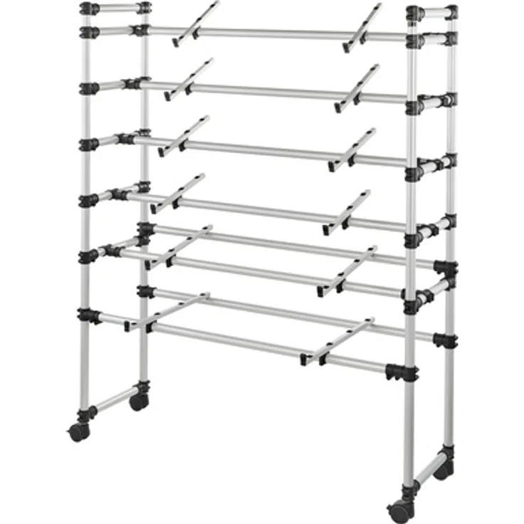 Jaspers KR200-6-150RS, Keyboard-Rack mit Rollen, silberfarben, höhenverstellbar, Tragkraft bis 70 kg pro Rolle