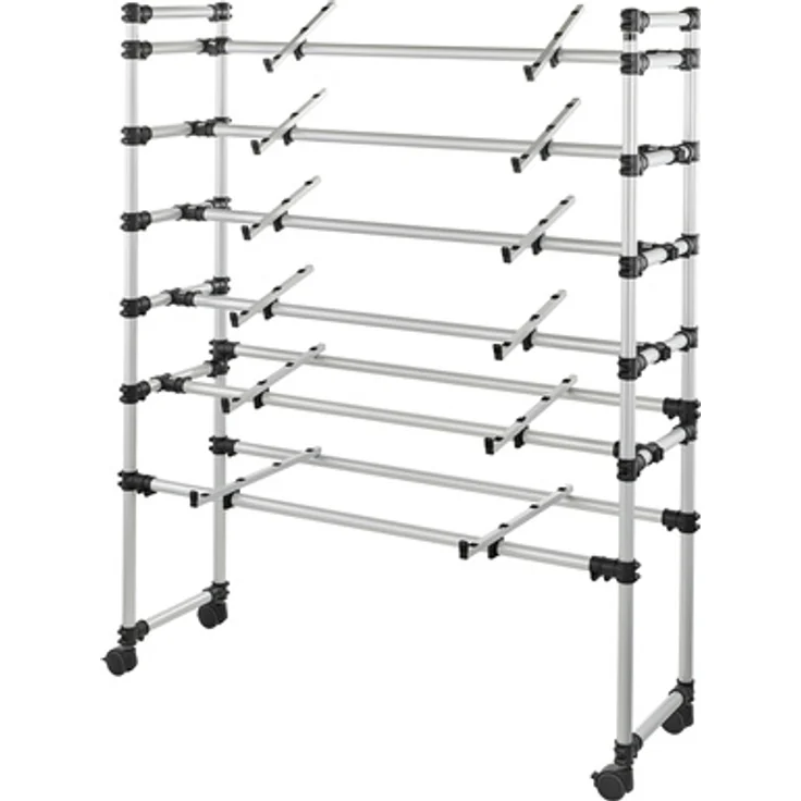 Jaspers KR200-6-150RS, Keyboard-Rack mit Rollen, silberfarben, höhenverstellbar, Tragkraft bis 70 kg pro Rolle