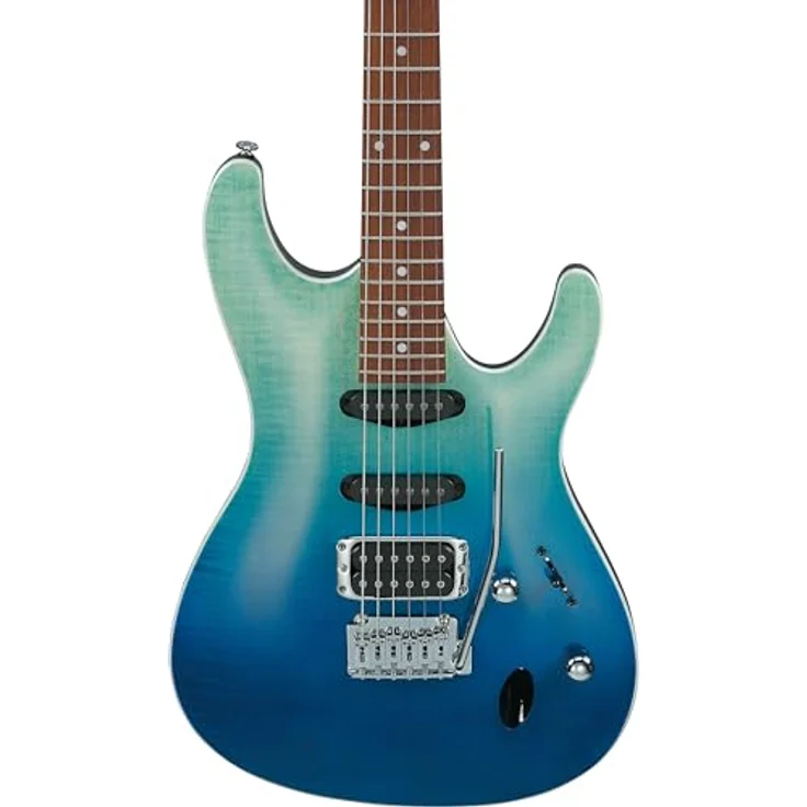 Ibanez SA260FM-BRG, E-Gitarre mit Okoume Korpus, geflammter Ahorn Decke, 22 Bünden und Quantum Tonabnehmer, Blue Reef Radiation – Bild 4