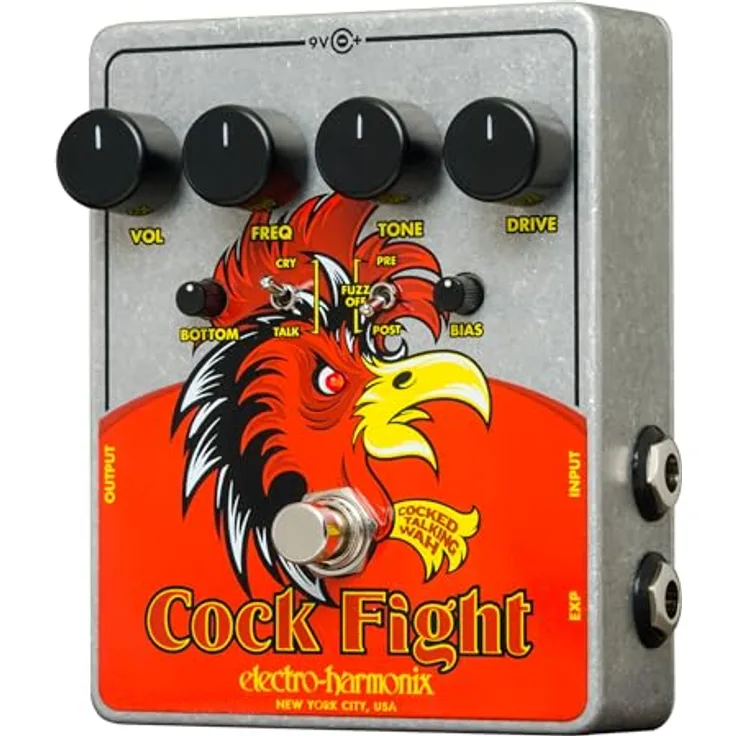 Electro Harmonix Cock Fight Cocked Wah, Effektpedal mit 3 Modi: Crying Wah, Talking Wah und Fuzz, True Bypass, made in USA
