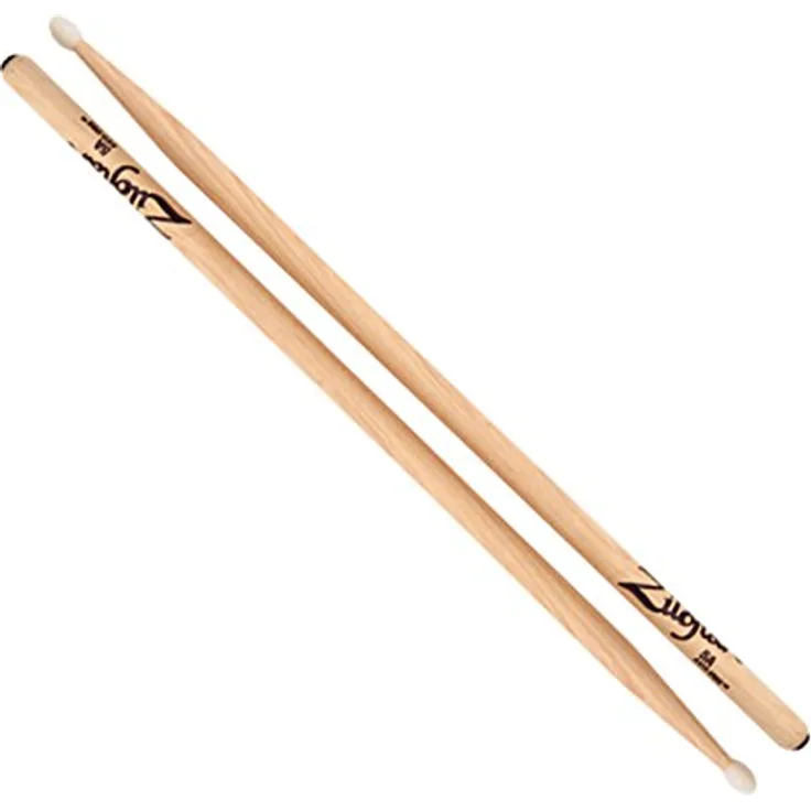 Zildjian 5AN Anti Vibe Drumsticks, Hickory mit ovalem Holz Kopf und Nylon Tip, 406mm Länge, Natural