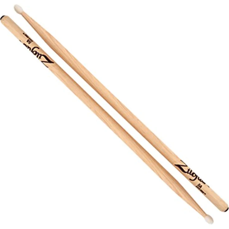 Zildjian 5AN Anti Vibe Drumsticks, Hickory mit ovalem Holz Kopf und Nylon Tip, 406mm Länge, Natural – Bild 1