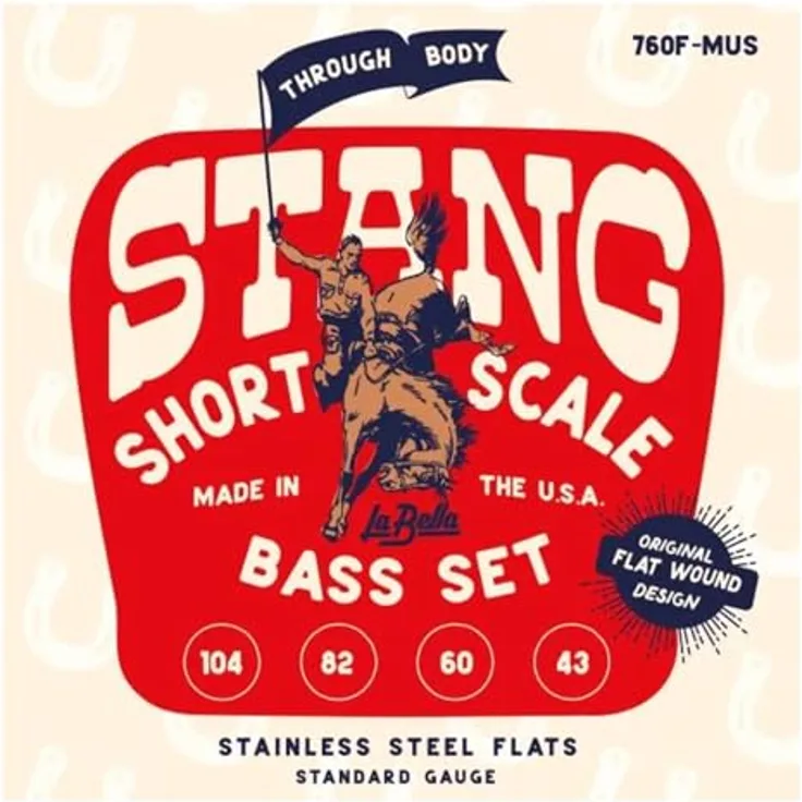 La Bella 760F-MUS Deep Talkin Bass, Flat Wound Saitensatz für E-Bass, Light Tension, Short Scale, Edelstahl, made in USA