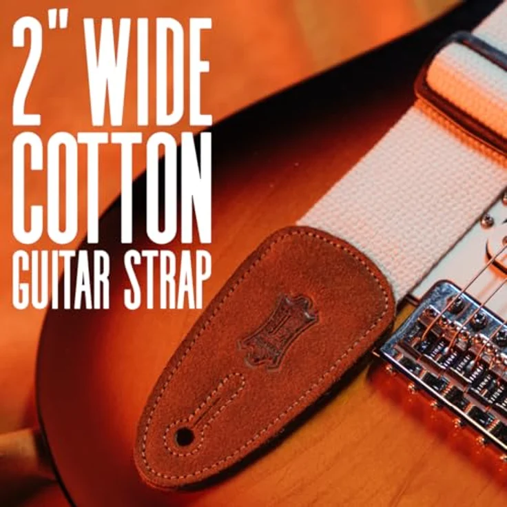 Levys Cotton Acoustic Strap 2" BR, Gitarrengurt aus Baumwolle mit Wildleder-Endstück, verstellbar von 102 cm bis 178 cm, braun – Bild 2