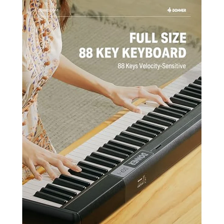 Donner DEP-1, Digitalpiano mit 88 anschlagdynamischen Tasten, tragbar, inkl. Ständer, Sustain-Pedal, Tragetasche und Bluetooth-Funktion – Bild 2