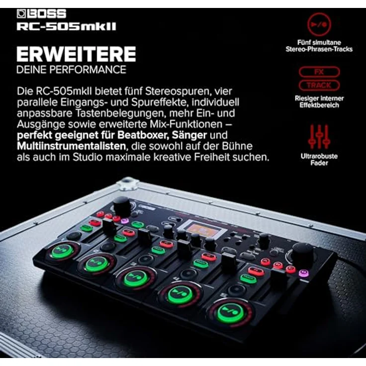 BOSS RC-505mkII Loop Station mit fünf simultanen Stereo-Phrasenspuren, integrierter Effektauswahl und robusten Fadern – Bild 4