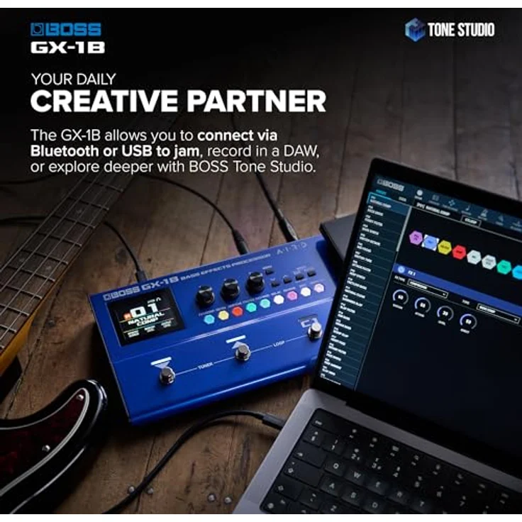 Boss GX-1B Bass Effects Processor, Multi-Effektpedal für E-Bass mit 130 Effekten und Bluetooth Audio, kompaktes Design – Bild 5
