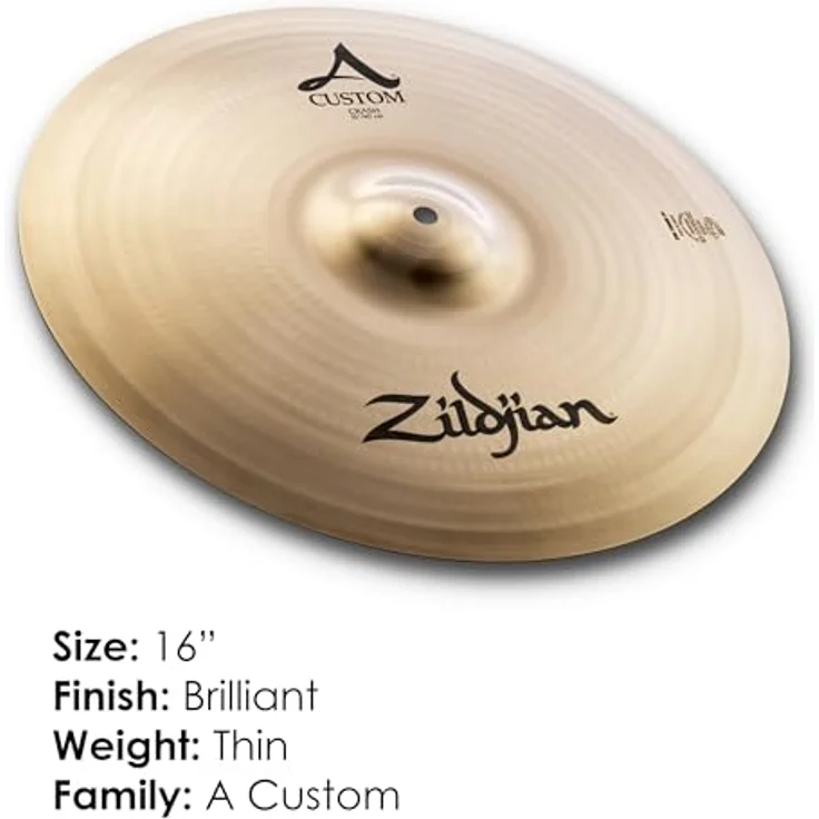 Zildjian A Custom Series, 16 Zoll Crash Cymbal mit brillantem Finish, klarer und resonanter Sound – Bild 2