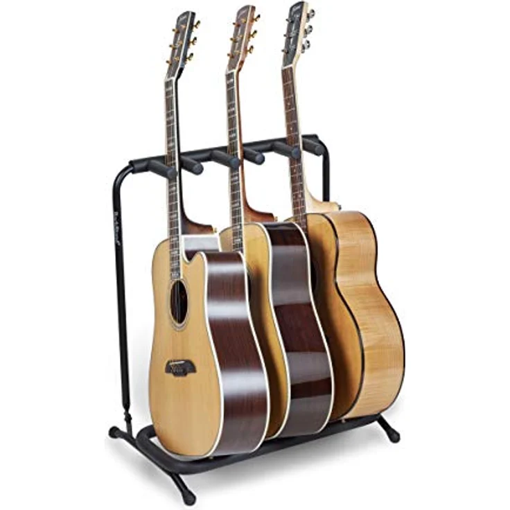 Rockstand RS 20870B Triple Guitarstand, 3er Akustik Gitarrenständer mit Maße 62x73,5x42,5cm, nicht geeignet für Gitarren mit Nitrolack – Bild 3
