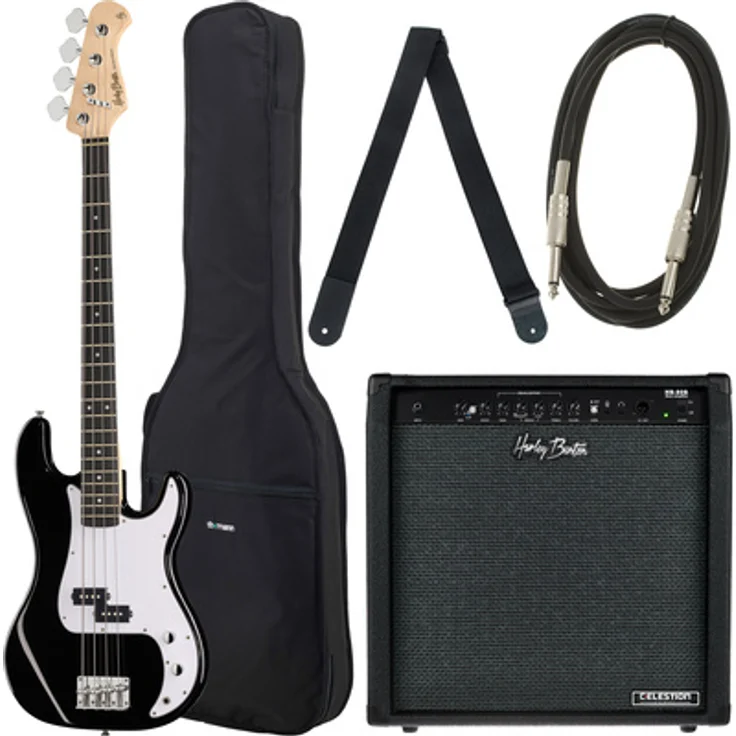 Harley Benton HBP120-Set 3, E-Bass Set mit PB-20 BK Bass, Nylonstrap, Gigbag und Kabel