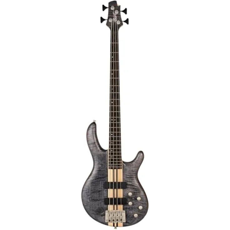 Cort A4 Plus FMMH Open Pore Blue Black, E-Bass mit Mahagoni Korpus, Riegelahorn Decke, Bartolini MK-1 Pickups und aktivem 3-Band EQ