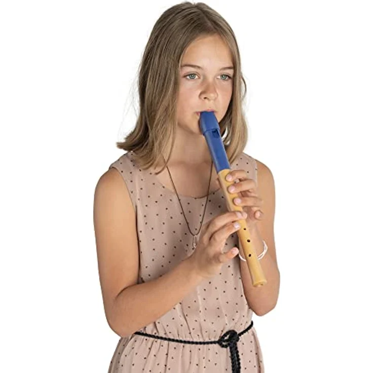 Classic Cantabile Pivella C-Sopran Blockflöte Set, Ahornholz mit Kunststoffkopf, deutsche Griffweise, inkl. Flötenschule, Etui, Grifftabelle und Zubehör, blau – Bild 4