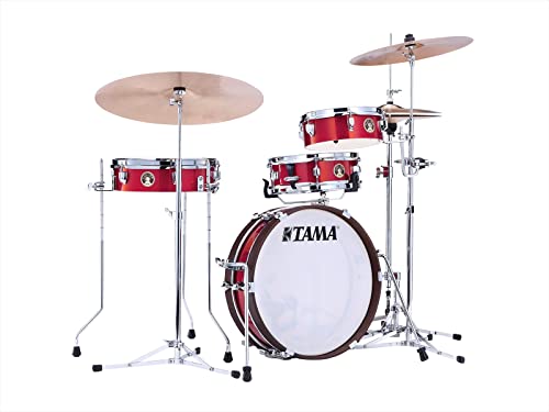 Tama Club Jam Pancake 4pcs Set - Burnt Red Mist, kompaktes Schlagzeug mit 18" Bass Drum und 6-lagigen Pappelkesseln