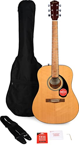Fender FA-115 II Dreadnought Pack, Westerngitarre mit Fichtendecke und Mahagoni-Boden, inkl. Gig Bag und 3 Monate Fender Play Abo, Natur Hochglanz
