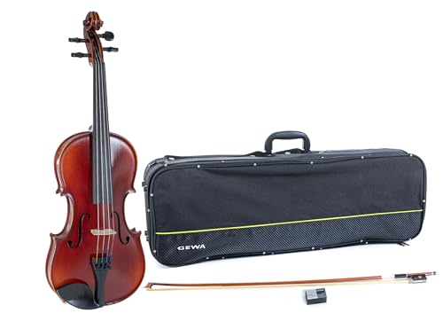 Gewa Ideale VL2 Violin Set 4/4 OC MB, vollmassive Violine aus europäischen Tonhölzern mit Ebenholzgriffen und rot-braunem Naturharzlack