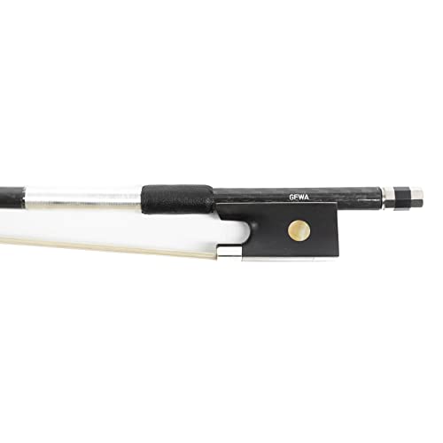 Gewa Advanced Carbon Violin Bow 4/4, runde Carbon-Optik, hoher Stabilität, Naturhaarbezug, Ebenholzfrosch mit Perlmuttauge, Neusilberbewicklung