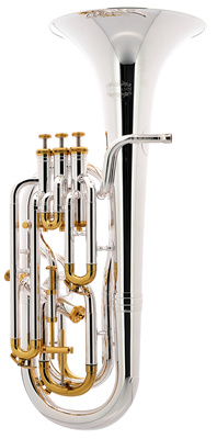 Thomann BR 801GP+ Superior Bb-Baritonhorn mit Hauptstimmzugtrigger, 4 Perinetventilen, versilbert mit Gold Trim Kit, inkl. Mundstück und Formetui