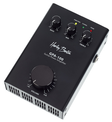Harley Benton GPA-100, kompakte Gitarren-Endstufe im Pedalformat, 100 Watt bei 8 Ohm, 190 Watt bei 4 Ohm, Class-D Technologie, Master-Volume, Bass-Mid-Treble Regler, LED-Anzeigen