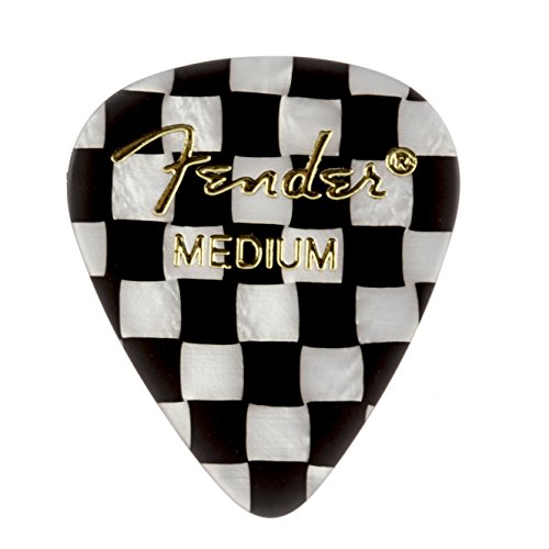 Fender 351 Checker Picks Medium Set, Plektren mit 12 Stück im Checker Pattern, Stärke Medium