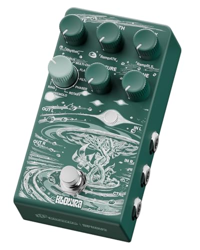 Klowra Sprout Modulation Gitarrenpedal mit 9 Effekten, CTRL-Eingang, Tap Tempo & Presets, Green Sprout
