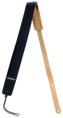 Jackson Guitar/Bass Strap Leather, verstellbarer Gitarrengurt aus Leder, 5 cm Breite, Schwarz mit Jackson Logo