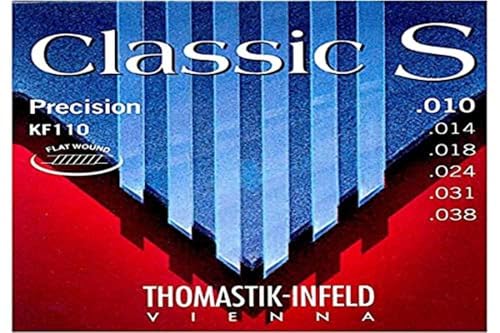 Thomastik KF110 Classic S Set, Saiten für Konzertgitarre, Precision Light, Plain Steel, Chromstahl Flatwound, Ball End