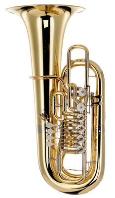 B&S 3100/W-L (PT-12) F-Tuba, Messing-Korpus mit Goldmessing Mundrohr, 6 Drehventilen, inkl. Gigbag und Perantucci PT-65 Mundstück