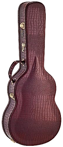 Ortega Classic Case OCCPRO, Gitarrenkoffer für klassik Gitarre, 15mm Samt Polsterung, braunes Croco Design, integriertes Hygrometer, Vintage Hardware mit Zahlenschloss