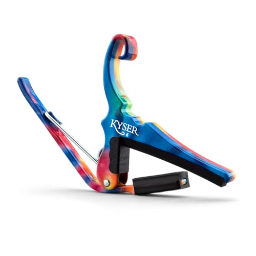 Kyser Quick-Change Capo Tie Dye, Kapodaster für Akustikgitarre, leichte Aluminiumausführung, einfach zu bedienen, Made in USA