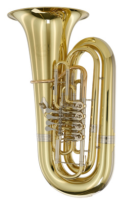 B&S GR51-L Bb-Tuba, Messing-Korpus und -Schallbecher, Goldmessing-Mundrohr, 4 Drehventile, inkl. Gig Bag und Mundstück, klarlackiert, Made in Germany
