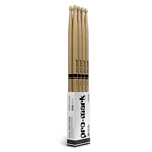 Pro Mark 2B Classic Forward H.4er Pack, Hickory Drumsticks mit ovalen Spitzen, Länge 40,64 cm, Durchmesser 1,61 cm, Forward Balance