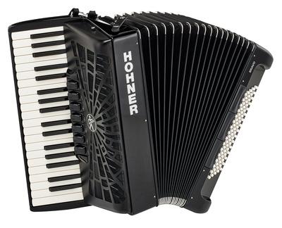 Hohner Bravo III 80 Black, Piano-Akkordeon mit 80 Bässen, Silent Key, 37 Diskanttasten, schwarz