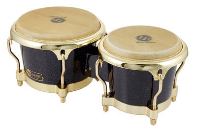LP Galaxy Giovanni LP 794X, Fiberglas Bongo Set, 7 1/4" + 8 5/8", Black Hologram Sparkle mit Gold Hardware