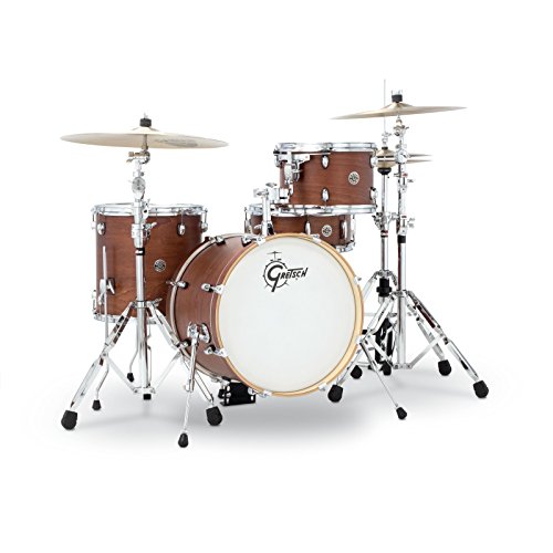 Gretsch Drums Catalina Club Jazz, 7-lagiges Mahagoni Schlagzeug-Set in Satin Walnut Glaze (SWG), 18"x14" Bass Drum, 12"x08" Tom Tom, 14"x14" Stand Tom, 14"x5,5" Snare Drum