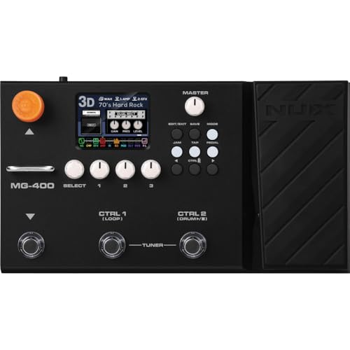 Nux MG-400, Gitarren-Multieffektpedal mit Dual 32-Bit-DSP, 25 Gitarrenamps, USB-Audiointerface und integriertem Expression Pedal
