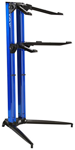 STAY MUSIC STAY Klavierständer, 2 Etagen aus Aluminium, höhenverstellbar bis 1150 mm, Blau