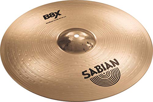 Sabian 16" B8X Medium Crash, B8 Bronze Schlagzeugbecken mit gehämmerter Glocke, natural Finish