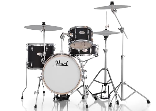 Pearl Midtown MT564/C-D752, Schlagzeugset in Matte Black mit 6-lagigem Pappel-Kessel und chrom Kesselhardware