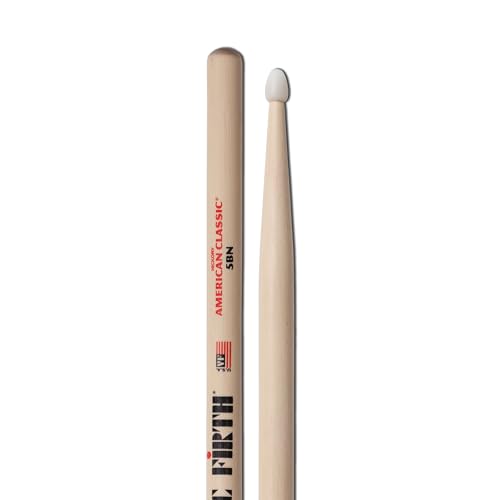 Vic Firth 5BN American Classic Hickory, Drumsticks mit Nylonkopf, ideal für Rock, 406mm Länge, 15,1mm Durchmesser