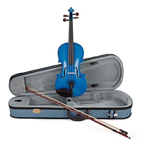 Stentor SR1401 Harlequin Violine 4/4 AB, massive Fichtendecke, Ahornzargen, schwarz gebeiztes Hartholzgriffbrett, Farbe: Atlantic Blue, inkl. Koffer und Bogen