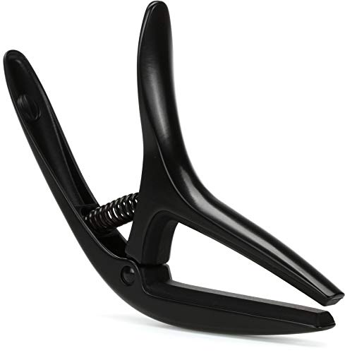 Ernie Ball Axis Capo Black, Kapodaster für 6- und 7-saitige Gitarren, einhändig bedienbar, leichtgewichtiges Aluminium