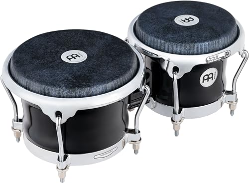 Meinl FFBR400BK Fiberglass Bongo, 7" und 8,5" mit schwarzem Kunststofffell und verchromter Hardware, Fibercraft Serie