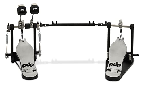 DW PDP 700 Double Pedal Lefty, Doppelfußmaschine mit Einzelkette, einstellbarer Federspannung und stabiler Bodenplatte