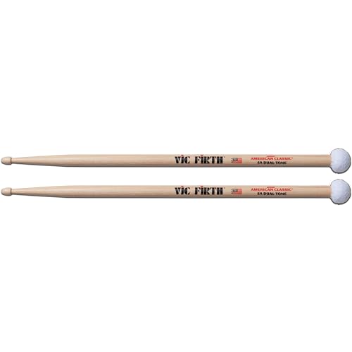 Vic Firth 5ADT Dual Tone, Drumsticks aus American Hickory mit Holz- und Filzspitze, 410 mm lang, 14,4 mm Durchmesser
