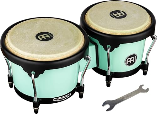 Meinl HB50SF Journey Bongo Green, 6,5" Macho & 7,5" Hembra, ABS Kunststoff, handselektierte Wasserbüffelfelle, schwarze Hardware, Seafoam Green