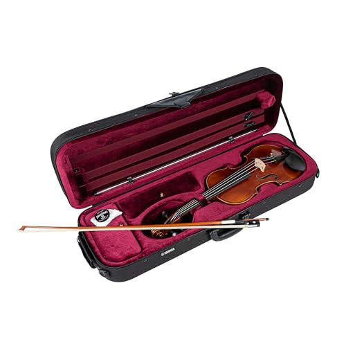 Yamaha V10 SG, 4/4 Violine im Set mit Koffer und Bogen, massive Fichtendecke und flammender Ahornboden, handgefertigte Öl-Lackierung, Ebenholzgriffbrett