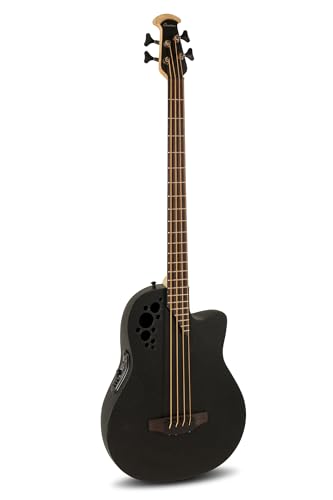 Ovation Elite B778TX-5-G, E-Akustikbass mit Massive A-Grade Sitka-Fichtendecke, Mid Depth Black Textured Finish, OCP-1K Pickup und OP-Pro Preamp